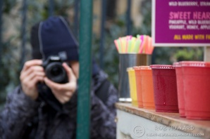 Simon, photographing a line of smoothies. | 1/500sec, f/5.6, ISO 640, 135mm